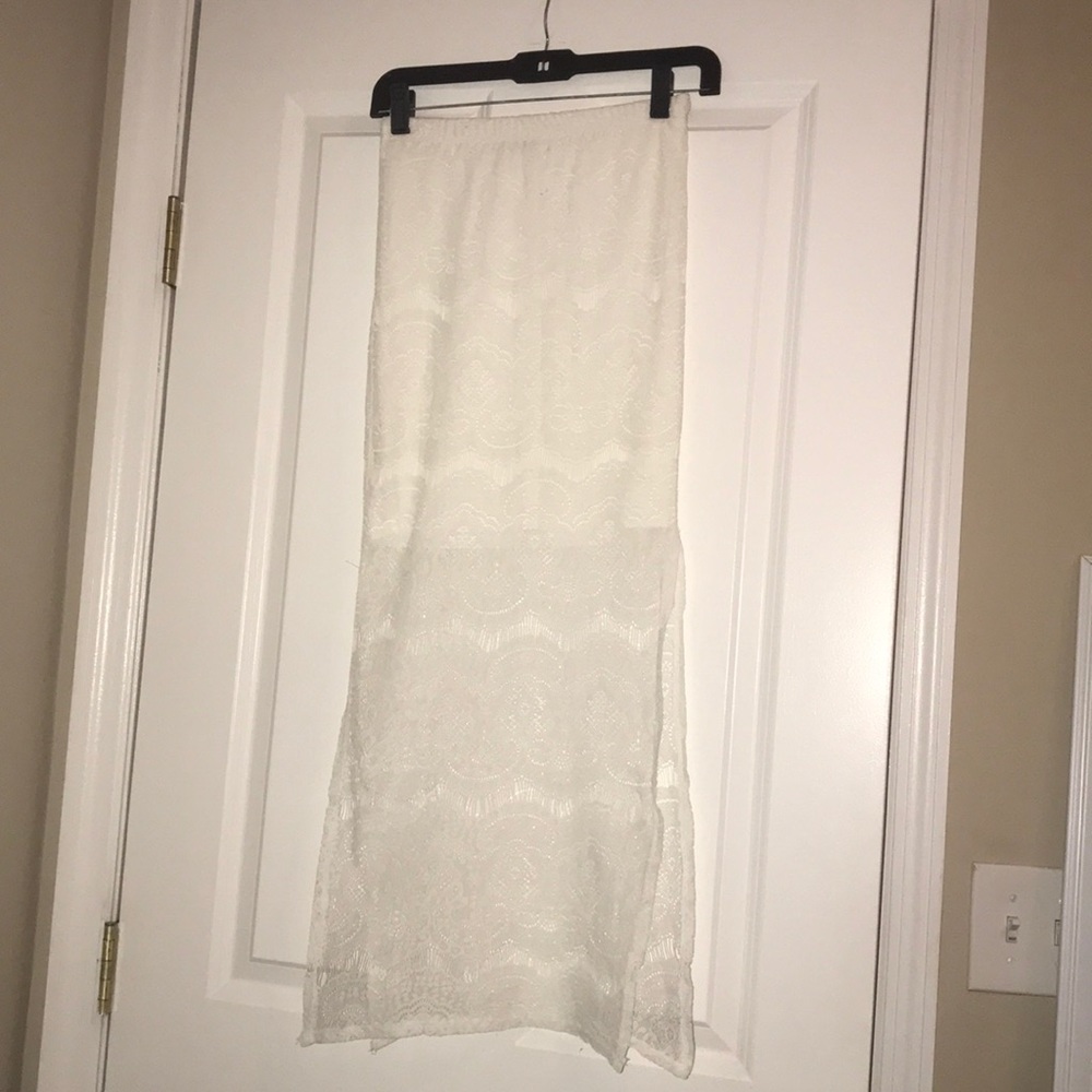 All lace, all white maxi skirt